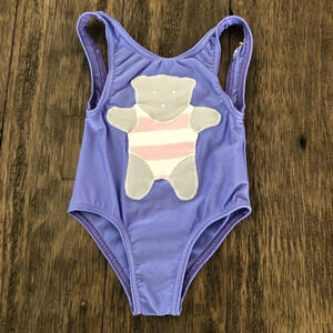Vintage 90s Sweet Potatoes 12 months Teddy Bear Embroidered One Piece Swimsuit